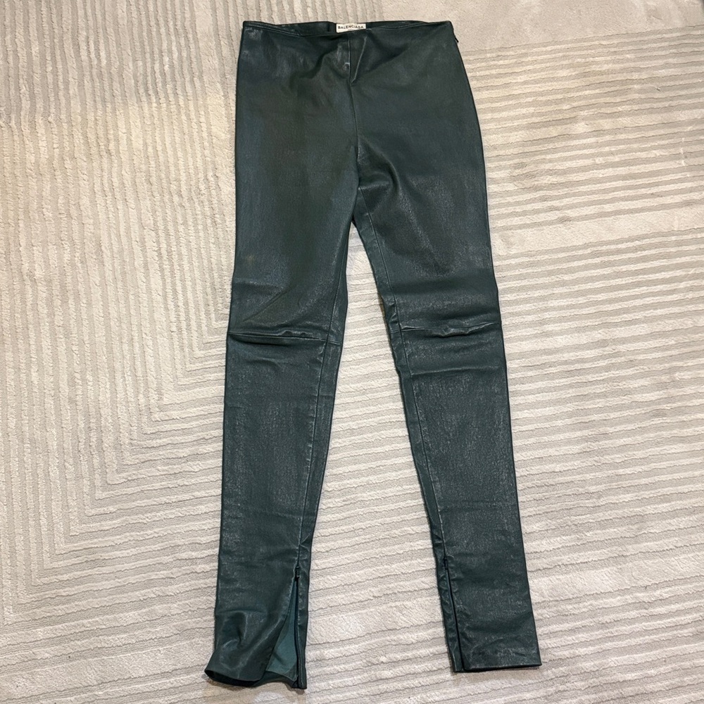 Balenciaga Green Leather Pants